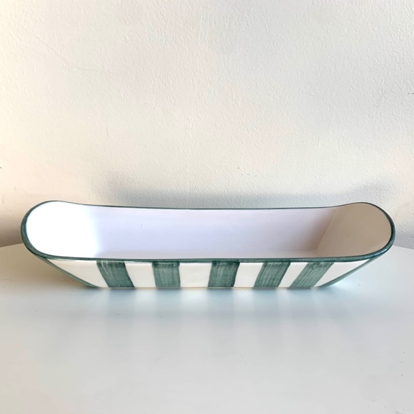 LAURIE GATES LA POTTERY Rare Apple Stripes dish Farmhouse style decor accent - Picture 5 of 6